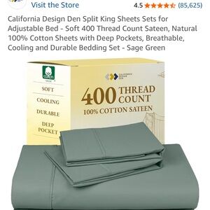 Sage Green Split King Sheet Set